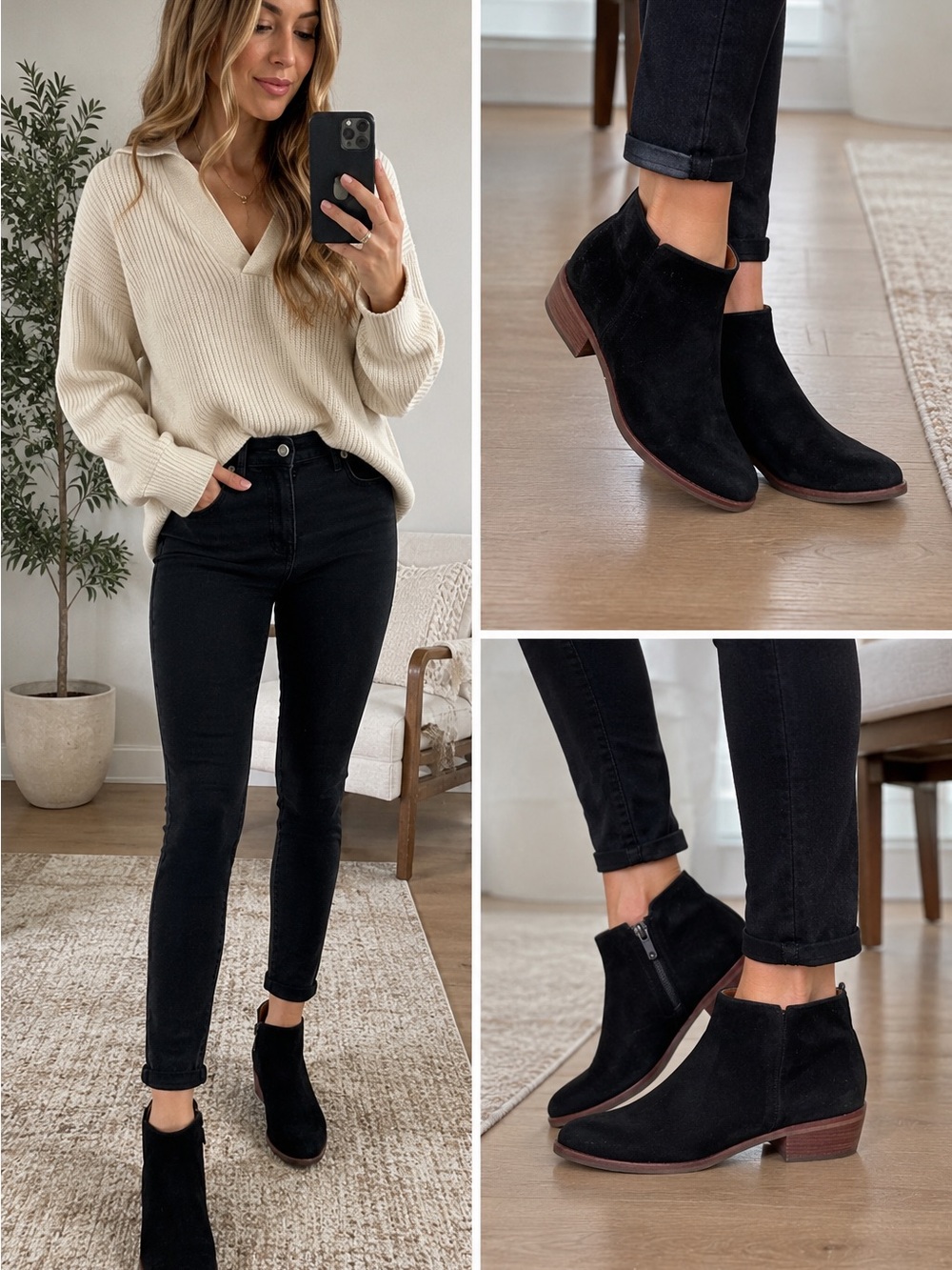 Sam Edelman Black Suede Ankle Booties | Size 7.5W